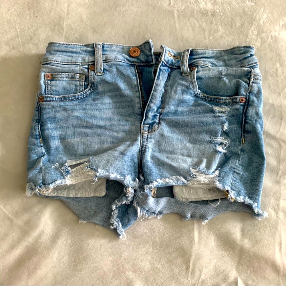 Ripped, jean shorts